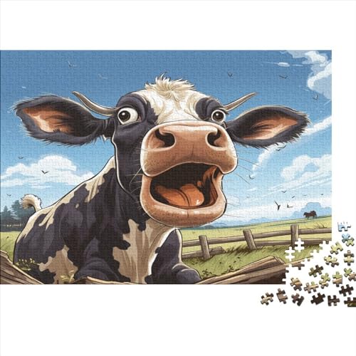 Kuh 300 Teile Jigsaw Puzzles Für Erwachsene Schwieriges Schweres AI Animals Jigsaw Puzzle Für Frauen Männer Premium Präzise Interlocking Herausforderndes Spiel Lernspiel 300pcs (40x28cm) von LYCREW