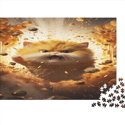 Laufende Katze Puzzle Erwachsenenpuzzle Farbenfrohes AI Animals 500 Teile Puzzle Für Erwachsene Ab 14 Jahren 500pcs (52x38cm) von LYCREW