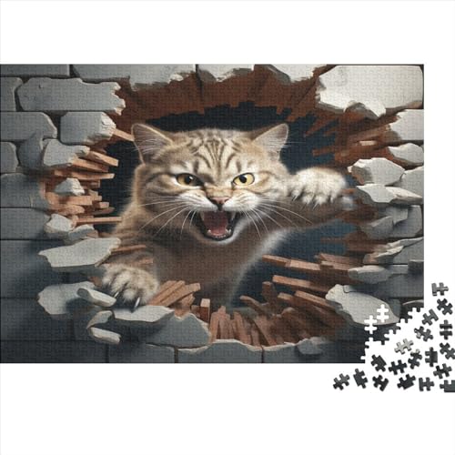 Mürrisches Kätzchen Puzzle Erwachsenenpuzzle Farbenfrohes AI Animals 1000 Teile Puzzle Für Erwachsene Ab 14 Jahren 1000pcs (75x50cm) von LYCREW