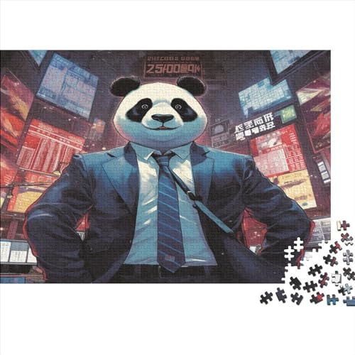 Panda im Anzug 500 Teile Jigsaw Puzzles Für Erwachsene Schwieriges Schweres AI Animals Jigsaw Puzzle Für Frauen Männer Premium Präzise Interlocking Herausforderndes Spiel Lernspiel 500pcs (52x38cm) von LYCREW