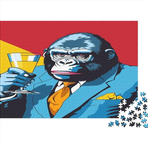 Saftiger Gorilla 300 Teile Puzzles Für Erwachsene Teenager Stress Abbauen Familien-Puzzlespiel AI Design Puzzle Lernspiel Spielzeug Geschenk 300pcs (40x28cm) von LYCREW