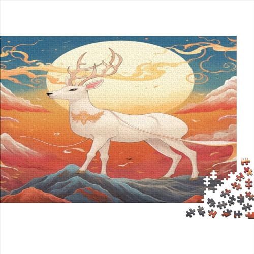 Sonnenuntergang Elch 1000 Teile Premium-Puzzles Für Erwachsene - Spaß Und Lernspiele - Perfekte AI Animals Puzzle-Geschenke 1000pcs (75x50cm) von LYCREW