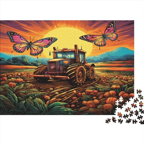 Sonnenuntergang Traktor 300 Teile Premium-Puzzles Für Erwachsene - Spaß Und Lernspiele - Perfekte AI Design Puzzle-Geschenke 300pcs (40x28cm) von LYCREW