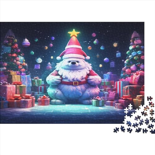 Weihnachtsmann Bear Puzzle Erwachsenenpuzzle Farbenfrohes AI Animals 300 Teile Puzzle Für Erwachsene Ab 14 Jahren 300pcs (40x28cm) von LYCREW