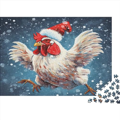 Weihnachtsmann Chicken 1000 Teile Jigsaw Puzzles Für Erwachsene Schwieriges Schweres AI Animals Jigsaw Puzzle Für Frauen Männer Premium Präzise Interlocking Spiel Lernspiel 1000pcs (75x50cm von LYCREW