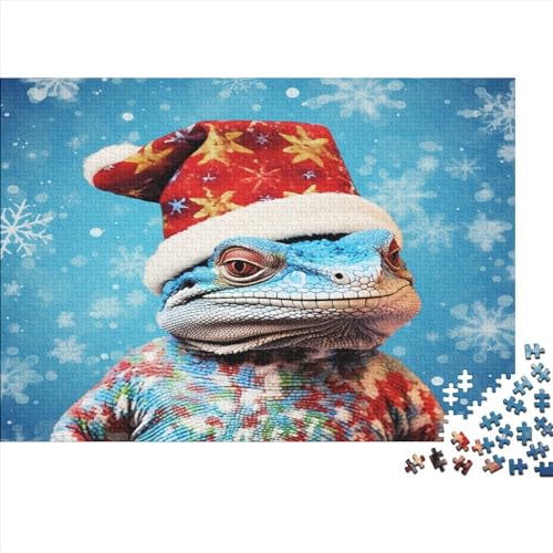 Weihnachtsmann Lizard 1000 Teile Puzzle Lernspiel Spielzeug Puzzles Für Erwachsene Klassische AI Animals Puzzles Puzzles Erwachsene 1000pcs (75x50cm) von LYCREW