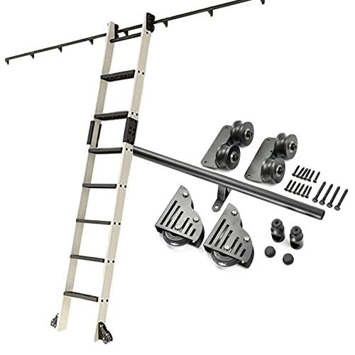 3,3ft-20ft Rolling Library Ladder Sliding Hardware Kit, runde Schiene/Schiene (ohne Leiter), runde Röhren-Mobile Leiterschiene, mit Bodenrollenrädern (Größe: 20ft/600cm Track Kit) von LYDZT
