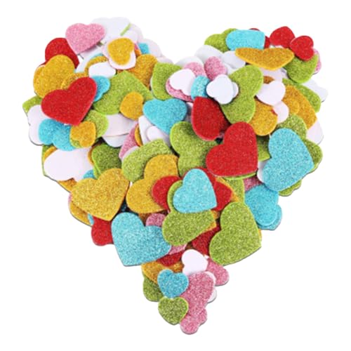 LYEAA 150pcs Glitzer Herzaufkleber Selbstklebender gemischter Farbschaumaufkleber (Multicolor) von LYEAA