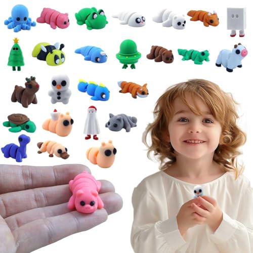 LYEAA 16/25 PCs Mini 3D Gedruckte Tierfiguren Set, Osterkorb -Stuffers, niedliche Zappelspielzeug for Spiele und Anzeige von LYEAA