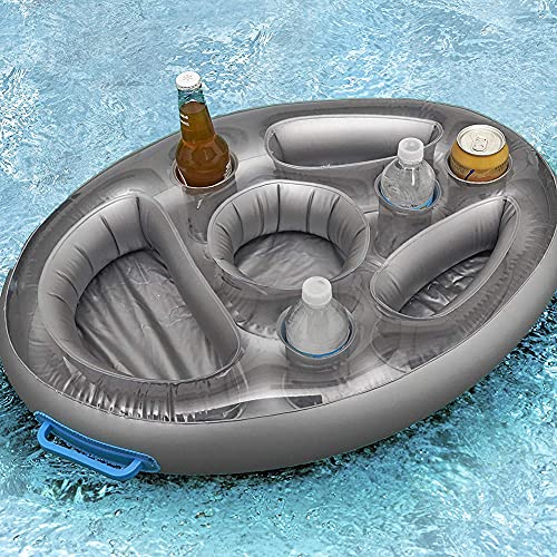 LYEAA Aufblasbarer Getränkehalter, Sommer-Party, Eimer mit 8 Löchern, aufblasbarer Pool-Schwimmer, Bier-Getränkekühler, Tisch, für Schwimmbad, Party, Strand, 70 x 50 cm von LYEAA
