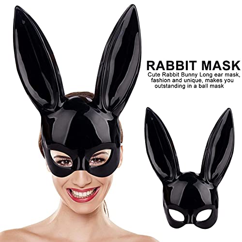 LYEAA Black Bunny Ear Rabbit Mask Cosplay Mask Party Requisiten für Geburtstag Ostern Kostüm (schwarz) von LYEAA