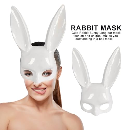 LYEAA Black Bunny Ear Rabbit Mask Cosplay Mask Party Requisiten für Geburtstag Ostern Kostüm (weiß) von LYEAA