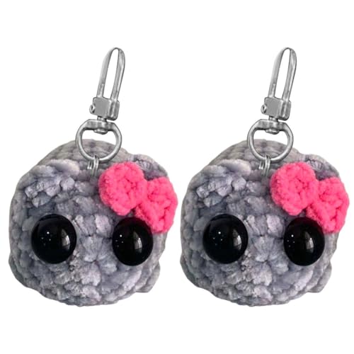 LYEAA Cartoon Strickanhänger Kawaii Girl Hamster Handgemachtes Puppe Netter Hamster Tier Plushie Keyring handgefertigt Sad Hamster Strickpuppen Home Schreibtisch Dekor (2pcs mit Musik) von LYEAA