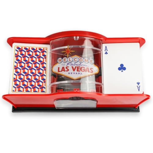 LYEAA Handgekurbelter Kartenmischer für Pokerabende, robuste ABS-Casino-Mischmaschine, 23 cm Größe, Rot und Schwarz von LYEAA