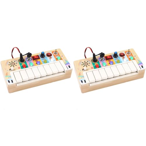 LYEAA Holz-Klavierbrett-Spielzeug for Kleinkinder – Lernspielzeug mit 6 LED-Lichtern und 7 Schaltern, for 3+ Jahre von LYEAA