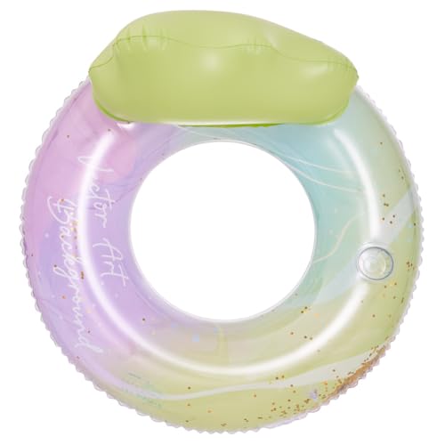 LYEAA Regenbogen-Pailletten-aufblasbarer Schwimmring mit Getränkehalter – auslaufsicherer Pool-Floatie für Solo-Sommerspaß von LYEAA