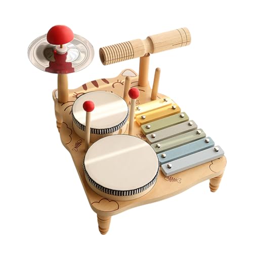 LYEAA Trommel-Set, pädagogisches Musikspielzeug, Geburtstag, Percussion, Montessori, Xylophon, Tamburin, sensorisches Spielzeug von LYEAA