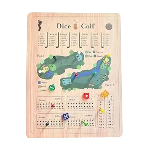 LYEAA Würfelbrettspiel Holz Tabletop Würfel Party -Spiele tragbares Würfelspiel Tolles Geschenk für Golferfreunde und Kinder (Rasen -Anzeigetafel mit 10 Nägeln und 4 Würfel) von LYEAA