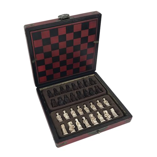 Schachspiel aus Holz, antikes Schachbrett mit Schachfiguren aus Kunstharz und Aufbewahrungsfächern, tragbares Reisebrettspiel Schachspiel aus Holz, antikes Schachbrett mit Schachfiguren aus Kunstharz und Aufbewahrungsfächern, tragbares Reisebrettspiel von LYFDPN