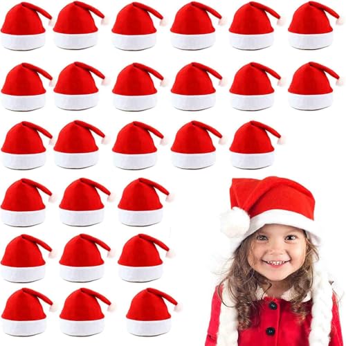 LYFETC Weihnachtsmütze 24 Stück Nikolausmütze Weihnachtsmann Mütze,Rote Santa Mütze Warm Dicker Nikolaus,Weihnachtsmütze Erwachsene für Kinder,Santa für Erwachsene Baby von LYFETC