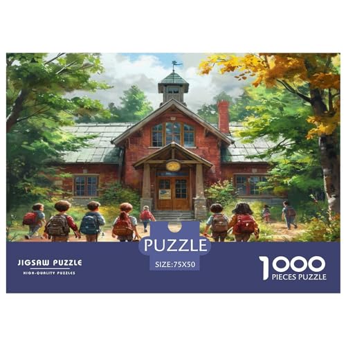 Auf dem Weg zur Schule Puzzle 1000 Pieces Relieve Stress Jigsaw Puzzle for Adults and Children from 14 Years，Premium Quality Jigsaw Puzzle in Panorama Format von LYJSMDAAA