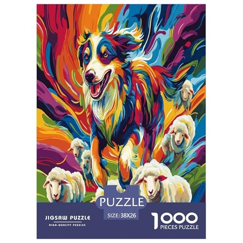 Australischer Schäfer Puzzle 1000 Teile Schwer Puzzle Spielzeug Lernspiel Impossible Herausforderung Spielzeug Für Erwachsene Und Kinder Ab 12 Jahren 38x26cm/1000pcs von LYJSMDAAA