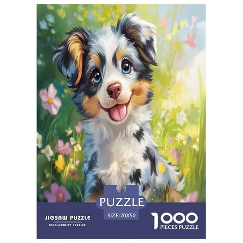 Australischer Schäfer Puzzle 1000 Teile Schwer Puzzle Spielzeug Lernspiel Impossible Herausforderungsspielzeug Für Erwachsene Und Kinder Ab 14 Jahren 70x50cm/1000pcs von LYJSMDAAA