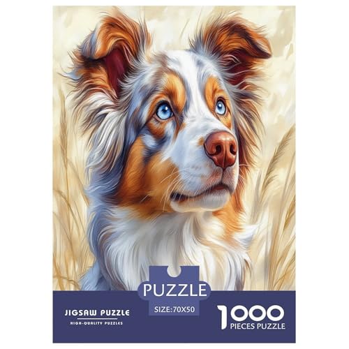 Australischer Schäfer Puzzle 1000-teilige Schwer Puzzle Spielzeug Lernspiel Impossible Herausforderung Spielzeug Für Erwachsene Kinder 70x50cm/1000pcs von LYJSMDAAA