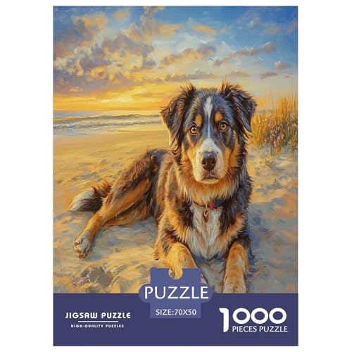 Australischer Schäfer Puzzles 1000-teilige Schwer Puzzle Spielzeug Lernspiel Impossible Herausforderungsspielzeug Für Erwachsene Und Kinder in Bewährter 70x50cm/1000pcs von LYJSMDAAA