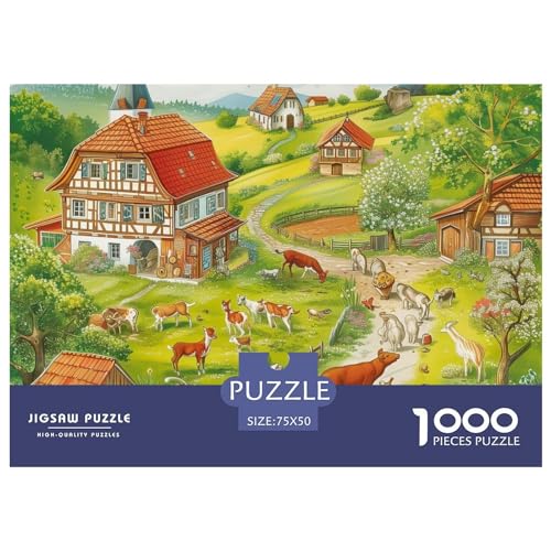Bauernhof-Tiere Puzzle 1000 Pieces - Nachhaltige Spiele Jigsaw Puzzle for Adults | Puzzle 1000 |Premium Quality Jigsaw Puzzle in Panorama Format von LYJSMDAAA