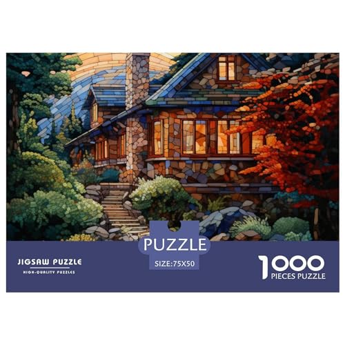 Bergdorf Hütte 1000 Jigsaw Puzzle, Premium Quality, for Adults and Children from 12 Years Puzzle，Premium Quality Intelligenz Herausforderung Jigsaw Puzzle in Panorama Format von LYJSMDAAA