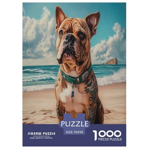 Bulldog Puzzle 1000-teilige Schwer Puzzle Spielzeug Lernspiel Impossible Herausforderung Spielzeug Für Erwachsene Und Kinder in Bewährter 70x50cm/1000pcs von LYJSMDAAA