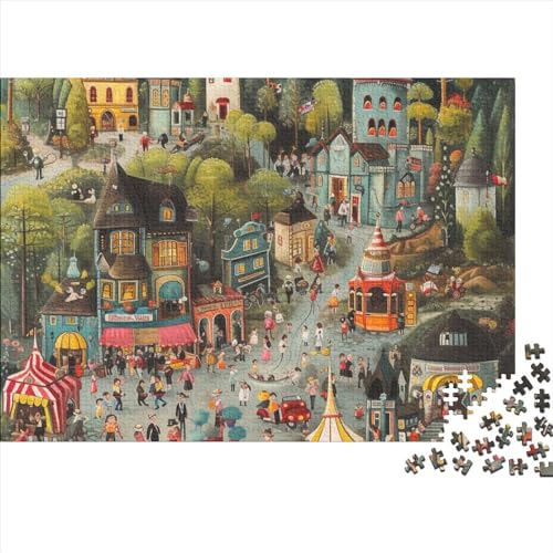 Busy Town Square Puzzle - 1000 Pieces Premium Quality Jigsaw Puzzle for Adults and Children from 14 Years 2-in-1 Special Edition with Spiele herausfordern Motifs von LYJSMDAAA