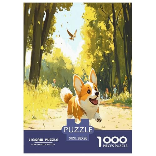 Corgi Puzzle 1000-teilige Schwer Puzzle Spielzeug Lernspiel Impossible Herausforderung Spielzeug Für Erwachsene Kinder 38x26cm/1000pcs von LYJSMDAAA