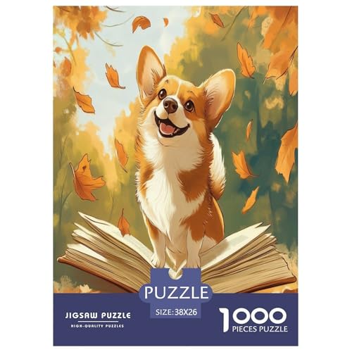 Corgi Puzzle 1000-teilige Schwer Puzzle Spielzeug Lernspiel Impossible Herausforderung Spielzeug Für Erwachsene Kinder 38x26cm/1000pcs von LYJSMDAAA