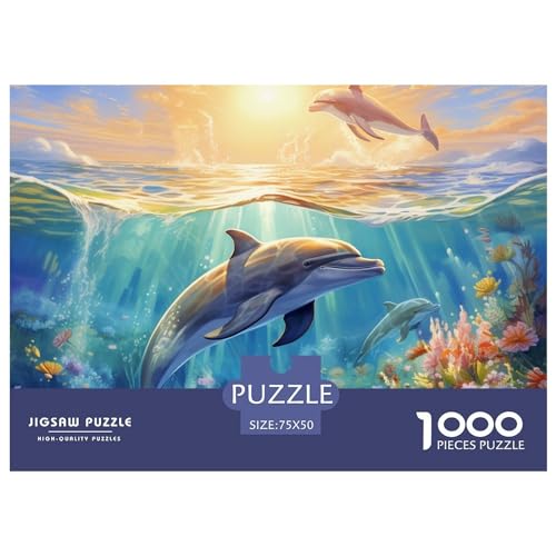 Delphin Jigsaw Puzzle -Intelligenz Herausforderung- 1000 Piece Puzzle for Adults and Children from 14 Years -Premium Quality Jigsaw Puzzle in Panorama Format von LYJSMDAAA
