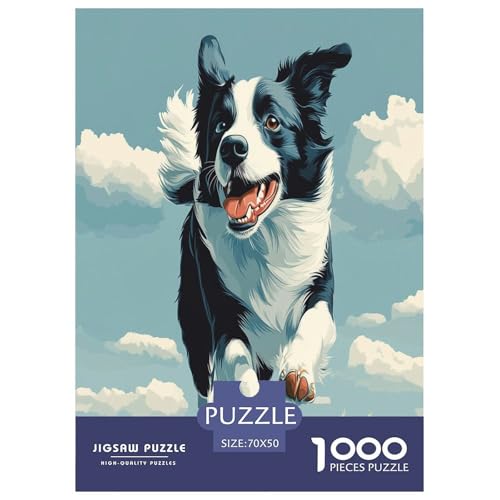 Der Border Collie Puzzle 1000 Teile Schwer Puzzle Spielzeug Lernspiel Impossible Herausforderungsspielzeug Für Erwachsene Und Kinder Ab 14 Jahren 70x50cm/1000pcs von LYJSMDAAA