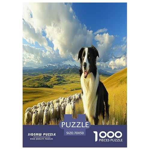 Der Border Collie Puzzle 1000 Teile Schwer Puzzle Spielzeug Pädagogisches Spiel Impossible Herausforderung Spielzeug Für Erwachsene Und Kinder in Bewährter 70x50cm/1000pcs von LYJSMDAAA