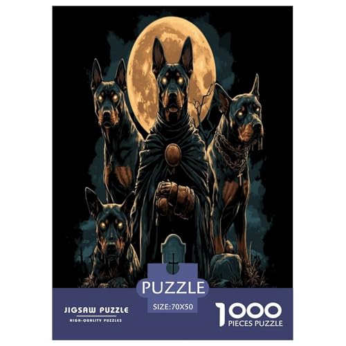 Doberman Puzzle 1000 Teile Schwer Puzzle Spielzeug Lernspiel Impossible Herausforderungsspielzeug Für Erwachsene Und Kinder in Bewährter 70x50cm/1000pcs von LYJSMDAAA