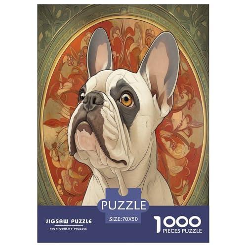 Französischer Bullhund Puzzle 1000-teilige Schwer Puzzle Spielzeug Lernspiel Impossible Herausforderung Spielzeug Für Erwachsene Kinder 70x50cm/1000pcs von LYJSMDAAA