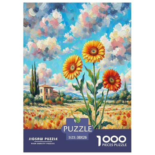 Gerbera Puzzle 1000-teilige Schwer Puzzle Spielzeug Pädagogisches Spiel Impossible Herausforderung Spielzeug Für Erwachsene Und Kinder in Bewährter 38x26cm/1000pcs von LYJSMDAAA