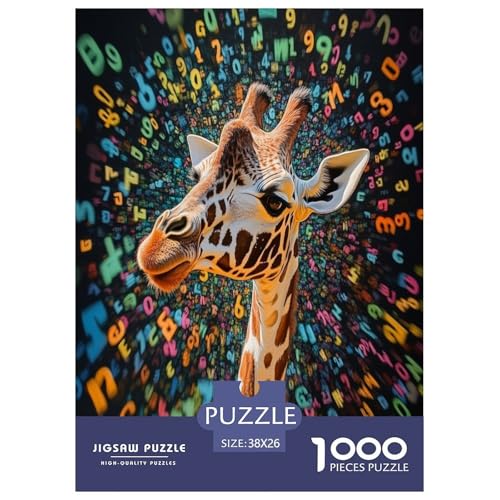 Giraffe Puzzle 1000-teilige Schwer Puzzle Spielzeug Lernspiel Impossible Herausforderung Spielzeug Für Erwachsene Und Kinder in Bewährter 38x26cm/1000pcs von LYJSMDAAA