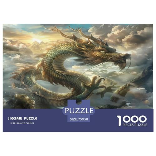 Grüner Drache 1000 Jigsaw Puzzle, Premium Quality, for Adults and Children from 12 Years Puzzle，Premium Quality Nachhaltige Spiele Jigsaw Puzzle in Panorama Format von LYJSMDAAA