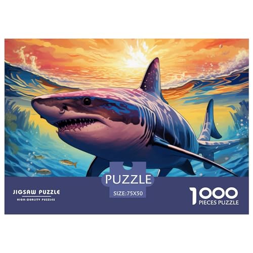 Hais Puzzle 1000 Pieces Nachhaltige Spiele Jigsaw Puzzle for Adults and Children from 14 Years，Premium Quality Jigsaw Puzzle in Panorama Format von LYJSMDAAA