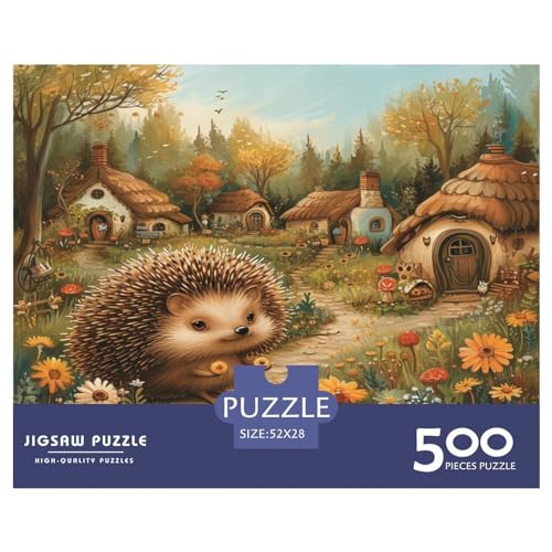 Igel Puzzle 500 Pieces Nachhaltige Spiele Jigsaw Puzzle for Adults and Children from 14 Years，Premium Quality Jigsaw Puzzle in Panorama Format von LYJSMDAAA