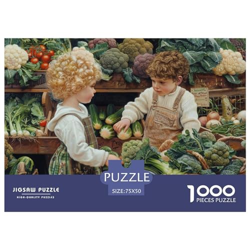 Ländlicher Markt Puzzle 1000 Pieces - Nachhaltige Spiele - Jigsaw Puzzle for Adults and Children from 14 Years，Premium Quality Jigsaw Puzzle in Panorama Format von LYJSMDAAA