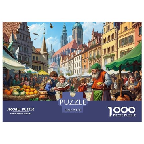 Ländlicher Markt Puzzle Nachhaltige Spiele 1000 Pieces Puzzle for Adults and Children from 14 Years,Premium Quality Jigsaw Puzzle in Panorama Format von LYJSMDAAA