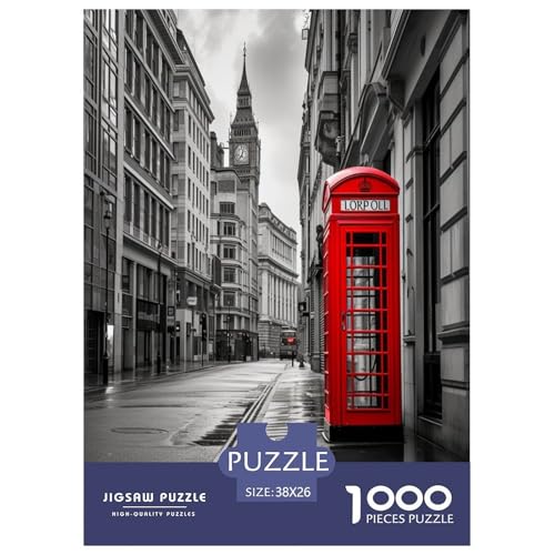 London Straße Szene Puzzle 1000-teilige Schwer Puzzle Spielzeug Lernspiel Impossible Herausforderungsspielzeug Für Erwachsene Kinder 38x26cm/1000pcs von LYJSMDAAA