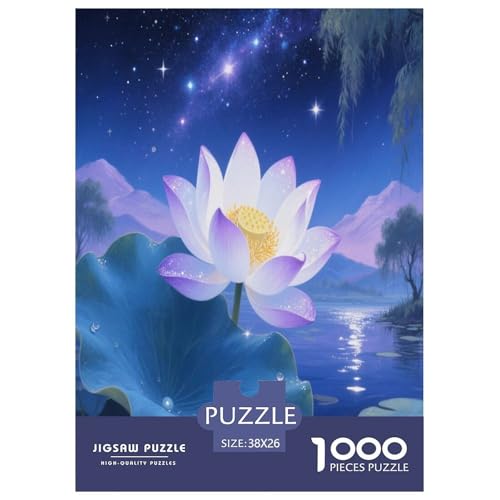 Lotusblume Puzzle 1000-teilige Schwer Puzzle Spielzeug Lernspiel Impossible Herausforderung Spielzeug Für Erwachsene Und Kinder in Bewährter 38x26cm/1000pcs von LYJSMDAAA