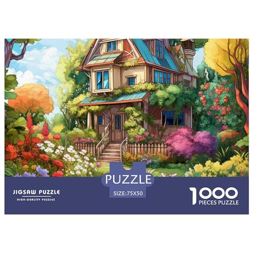 Mountain Village Häuschen Puzzle 1000 Pieces - Nachhaltige Spiele - Jigsaw Puzzle for Adults and Children from 14 Years，Premium Quality Jigsaw Puzzle in Panorama Format von LYJSMDAAA